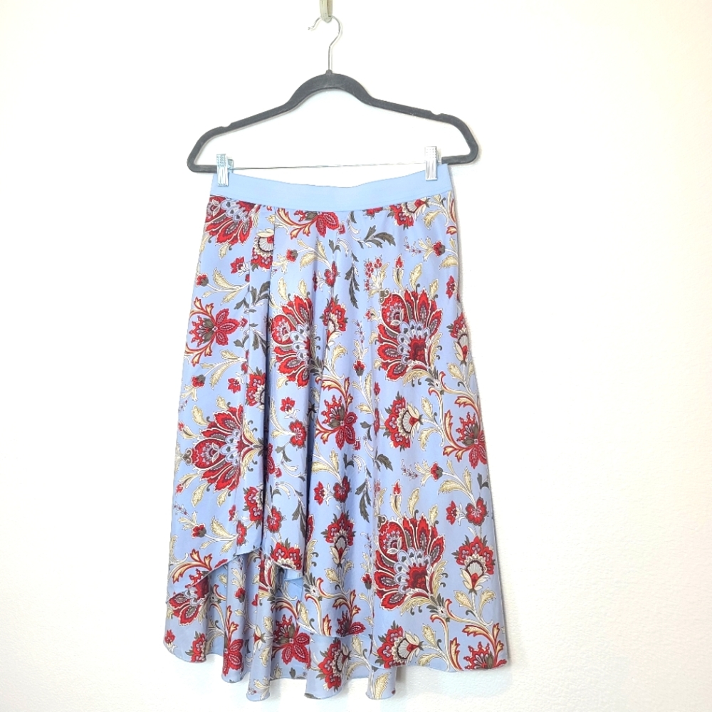 TOMMY BAHAMA Silk 100% Paisley Floral Asymmetrical Hem Skirt